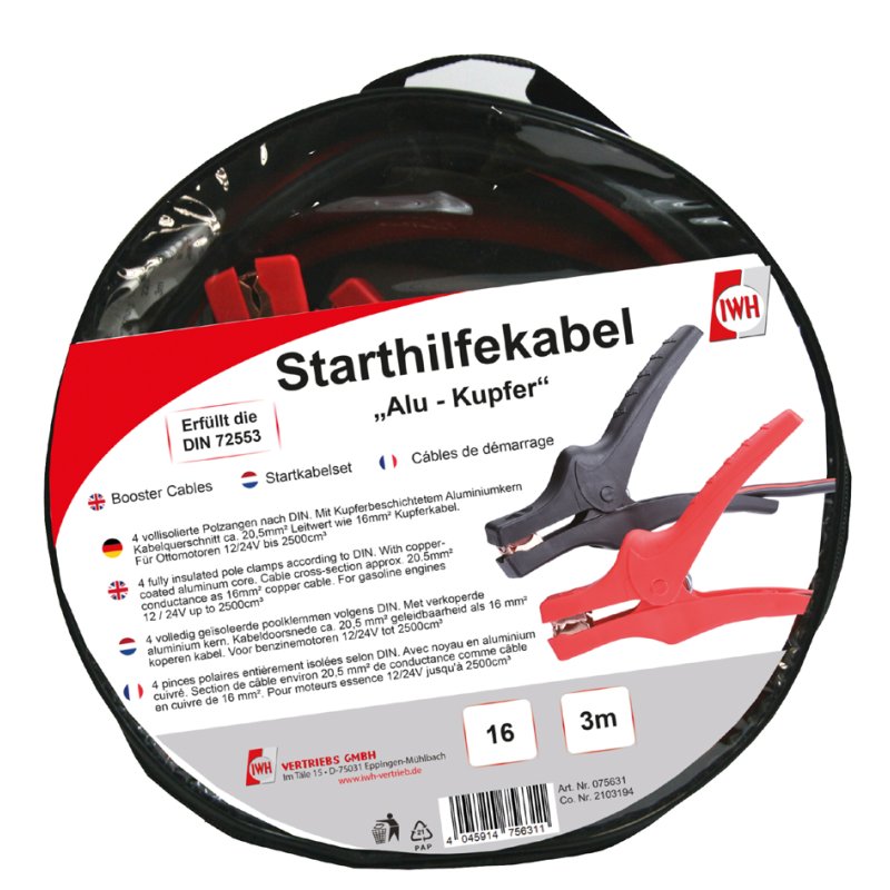 IWH câbles de démarrage ALU-PRO, 16 mm², 3 mètres